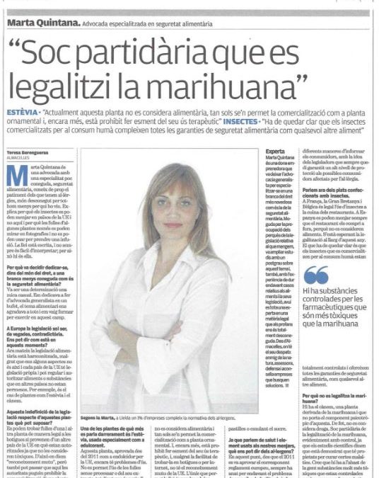 Entrevista en el periódico EL PUNT: Stevia, insectos y cáñamo.